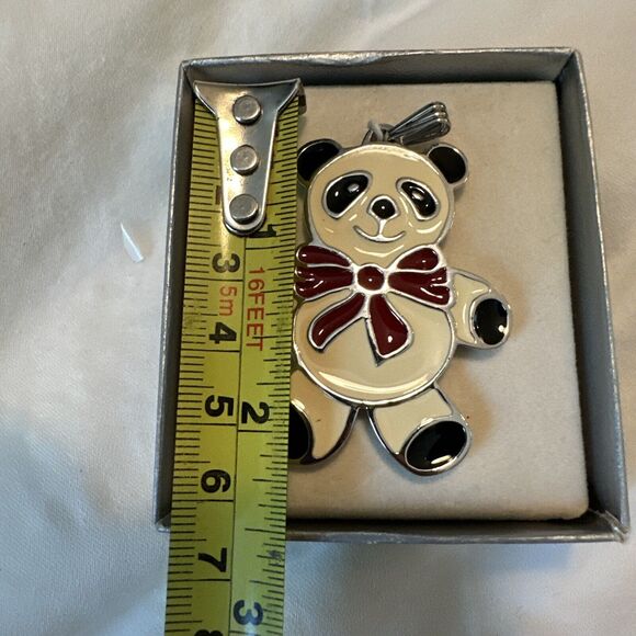 Vintage Wallace Silversmiths Enamel PANDA BEAR Pendant Christmas Ornament - Picture 4 of 8